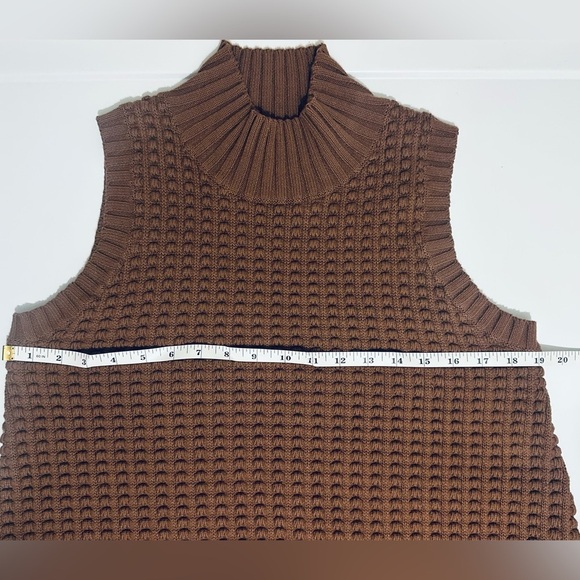 French Connection Mozart Popcorn Stitch Brown Sleeveless Sweater, Women’s Large - Picture 3 of 10